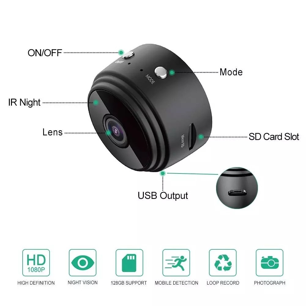 App. V380 Pro Wireless IP 1080P HD Mini Camcorder IR Night Vision Motion Detection Video Surveillance Wifi A9 Mini Camera