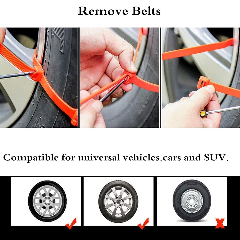 Anti-skid Strips Plastic Snow Tire Chain for Car SUV Emergency Tyre Anti-Skid Cable Adjustable Nylon Zip-Tie Track Claws