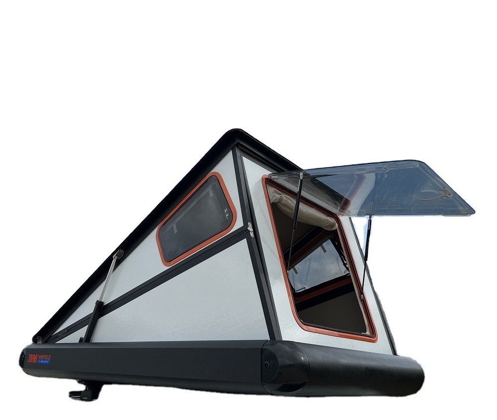 outdoor auto folding glamping sun shelter shower triangle car roof top rv trailer cabin sleep camping tent waterproof with bed