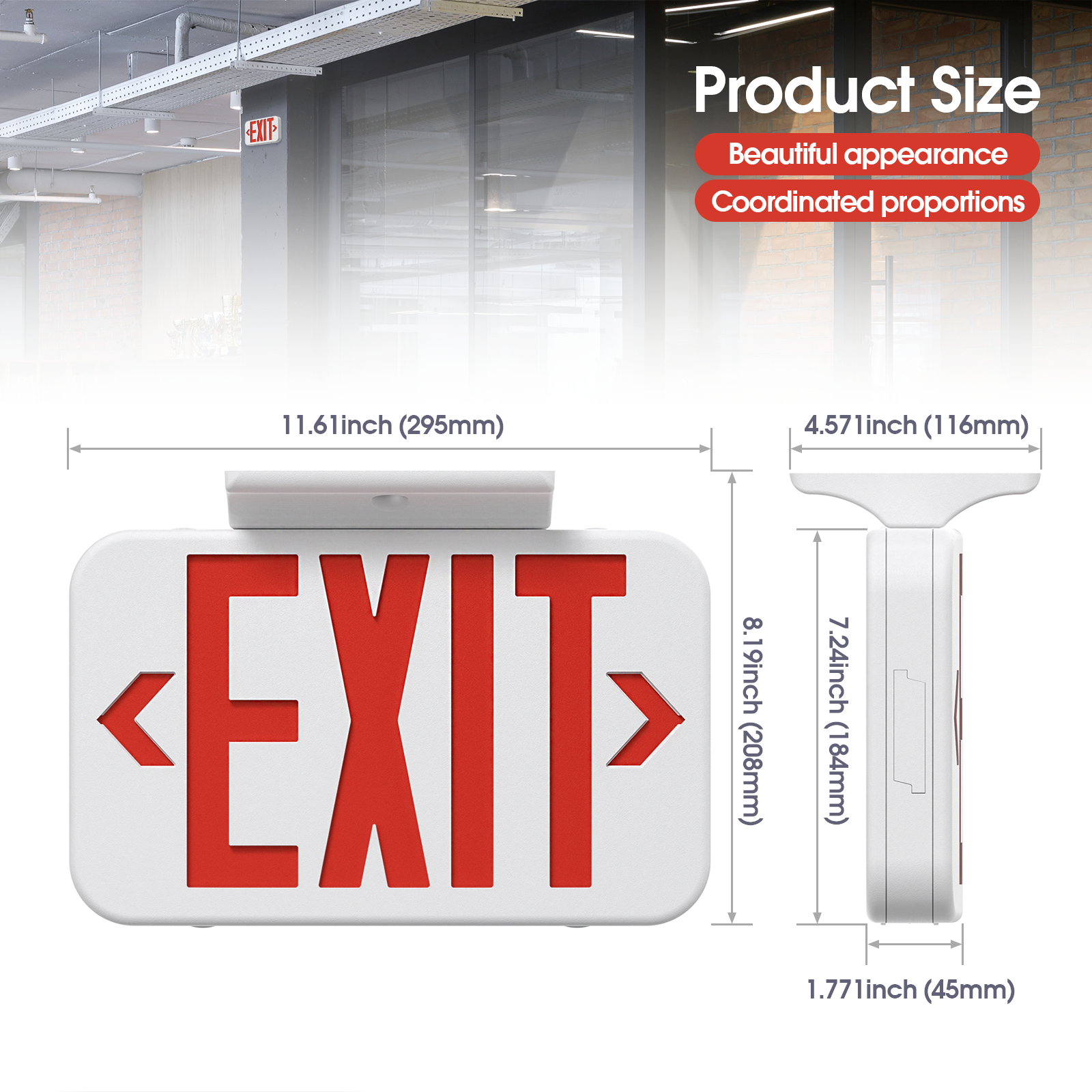 LED Emergency Sign Light Fire Exit Sign with Battery Backup