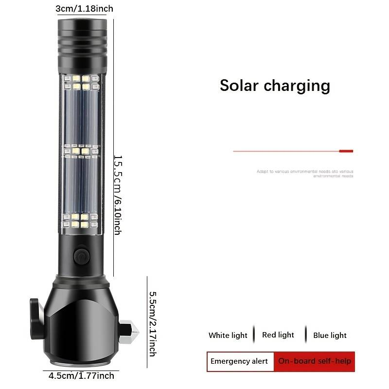 Solar Flashlights Rechargeable Waterproof Solar Powered Super Bright Tactical Patriot Torch Emergency Flashlight