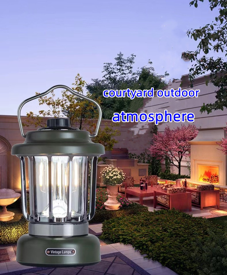 retro camping lantern universal charging interface outdoor camping lantern light