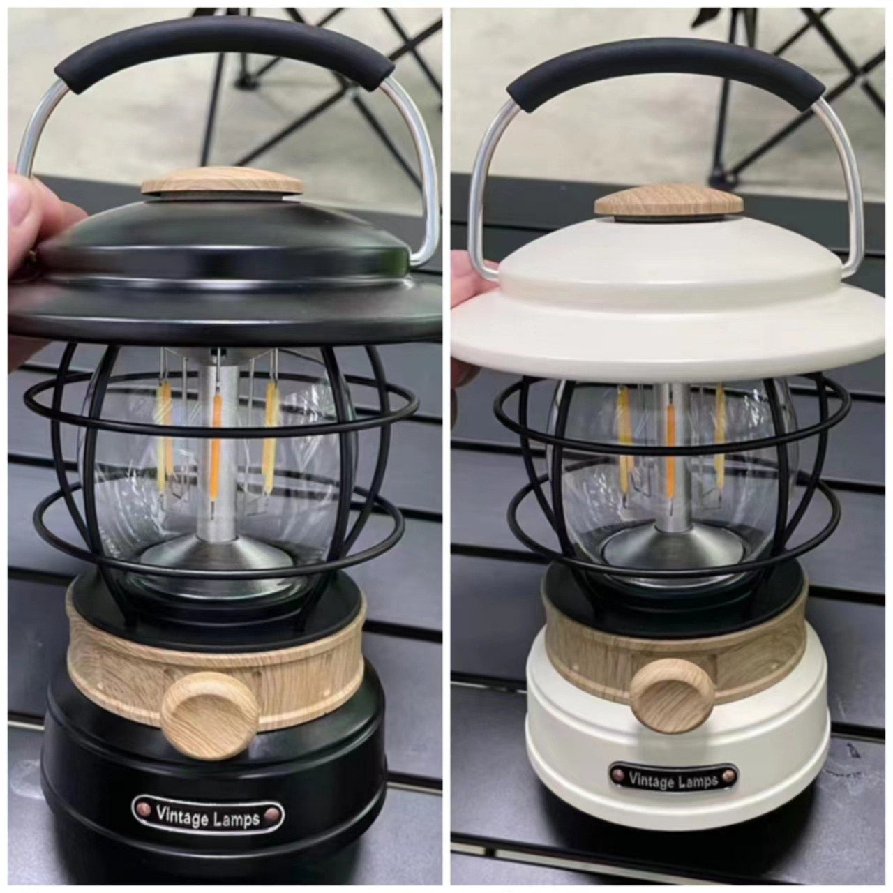 outdoor camping lantern lighting battery backup Atmosphere lamp rechargeable Adjustable light source retro LED lantern