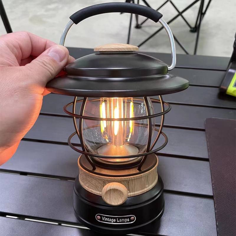 outdoor camping lantern lighting battery backup Atmosphere lamp rechargeable Adjustable light source retro LED lantern