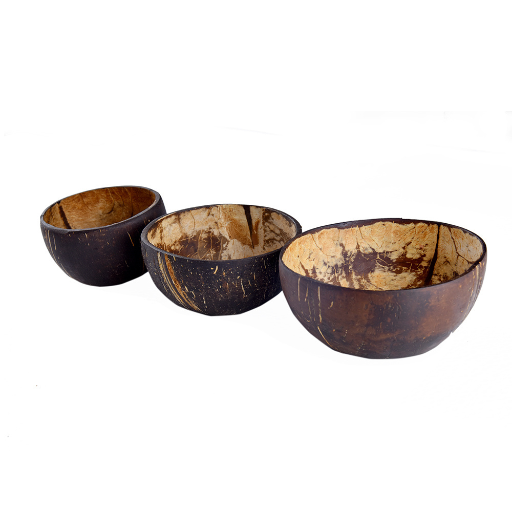 Handmade 100% Natural Coconut Shell Bowl Coconut Tableware Round Bowls for Fruit Dessert Salads