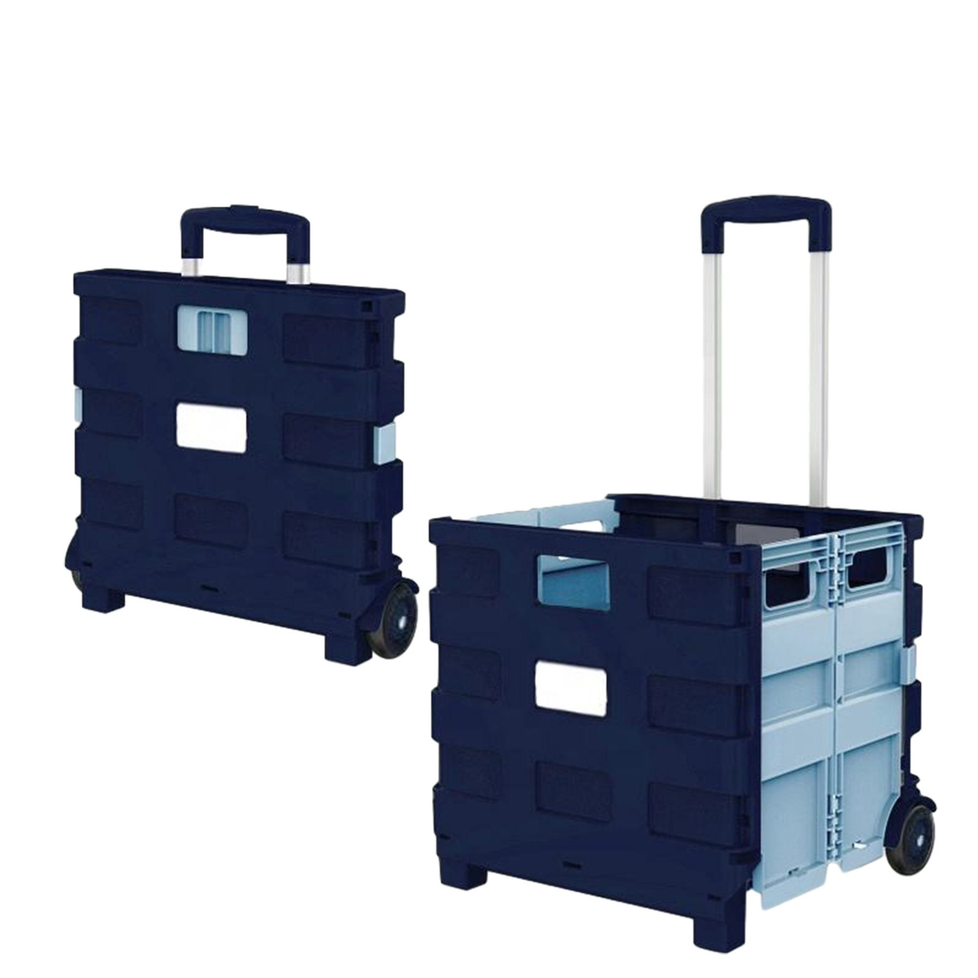 Portable Plastic Rolling Basket Supermarket and Stores Folding Shopping Trolley Lightweight Plastic Folding Cart