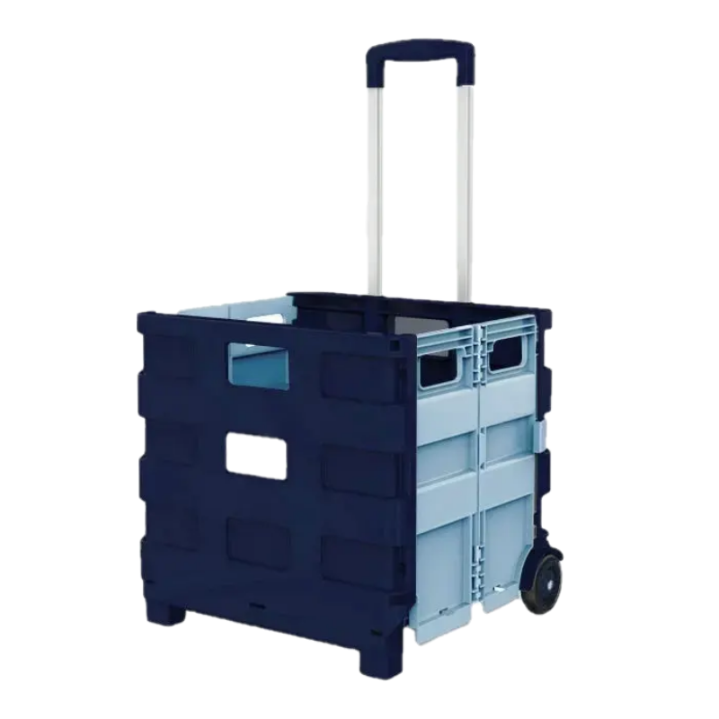 Factory Direct Multi Function Plastic Collapsible Box Trolley Cart Portable Folding Shopping Trolley on Wheels