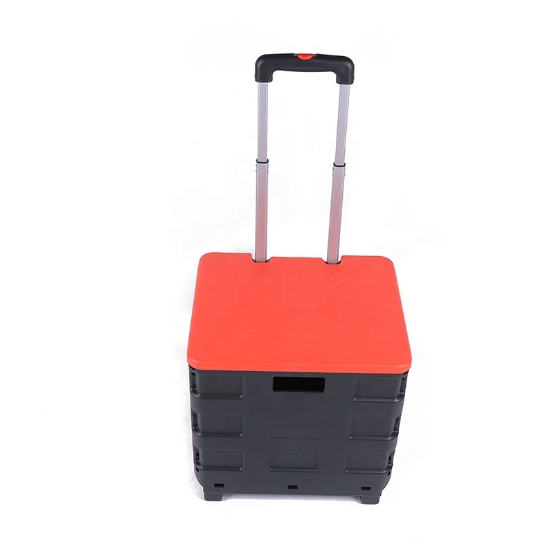 Best Selling Product High Quality Market Bag Cart Storage 2 Wheels PP Plastic Folding Shopping Trolley Folding Cart