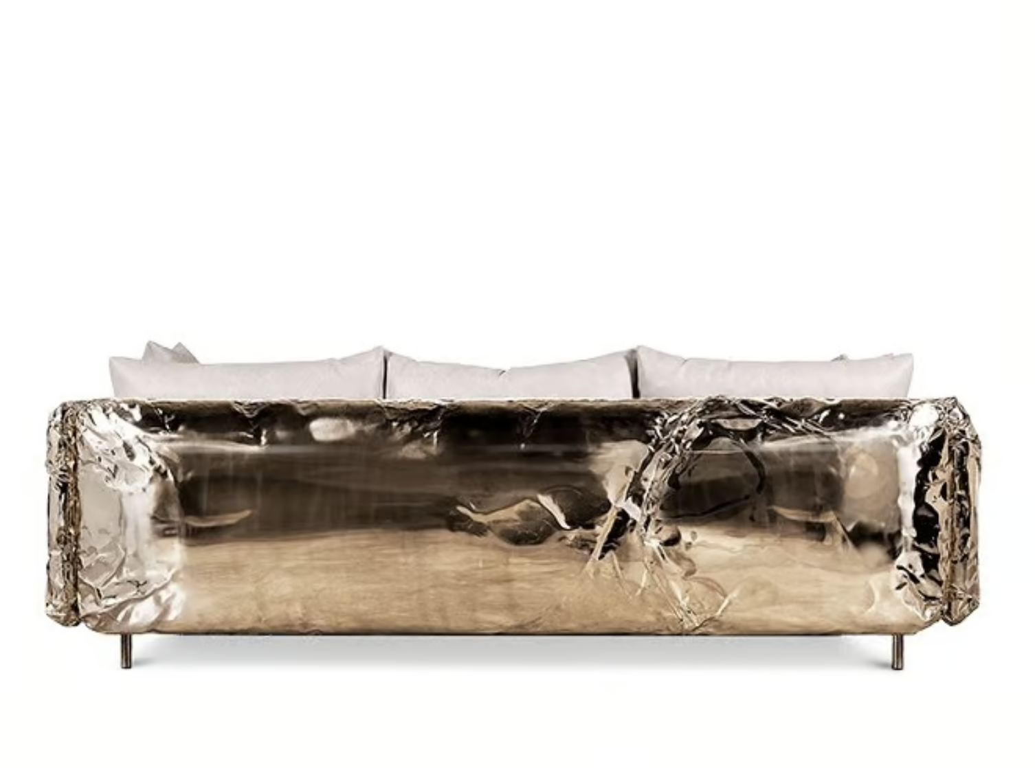 Sassanid Most Wanted Iconic Italian Sofa factory supply Luxury Living Room Manual Hammered Brass 3 Seater Sofa Customization