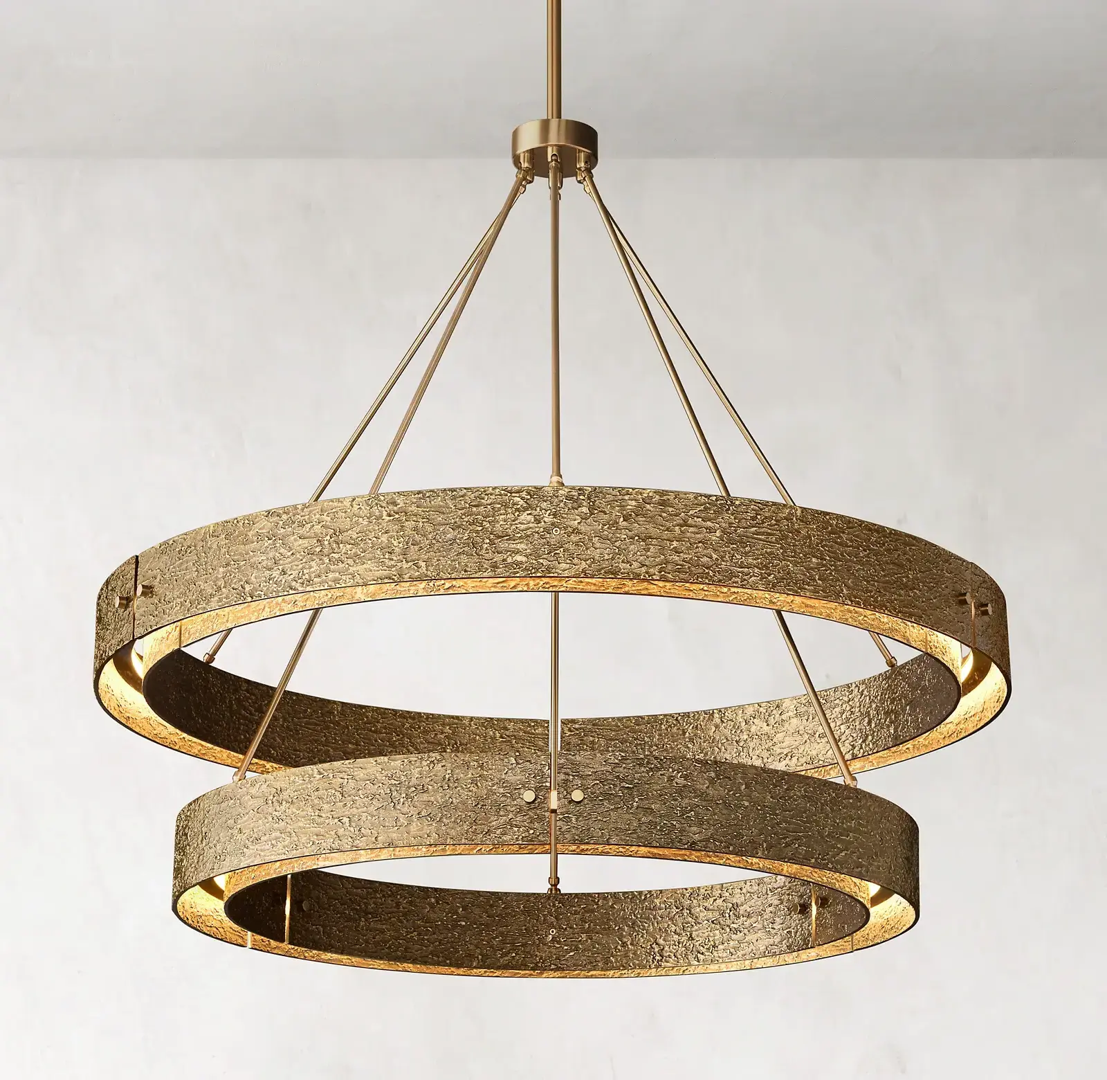 Sassanid OEM Contemporary American Hand Formed Solid Brass Vouvrey Two-Tier Round Chandelier 60