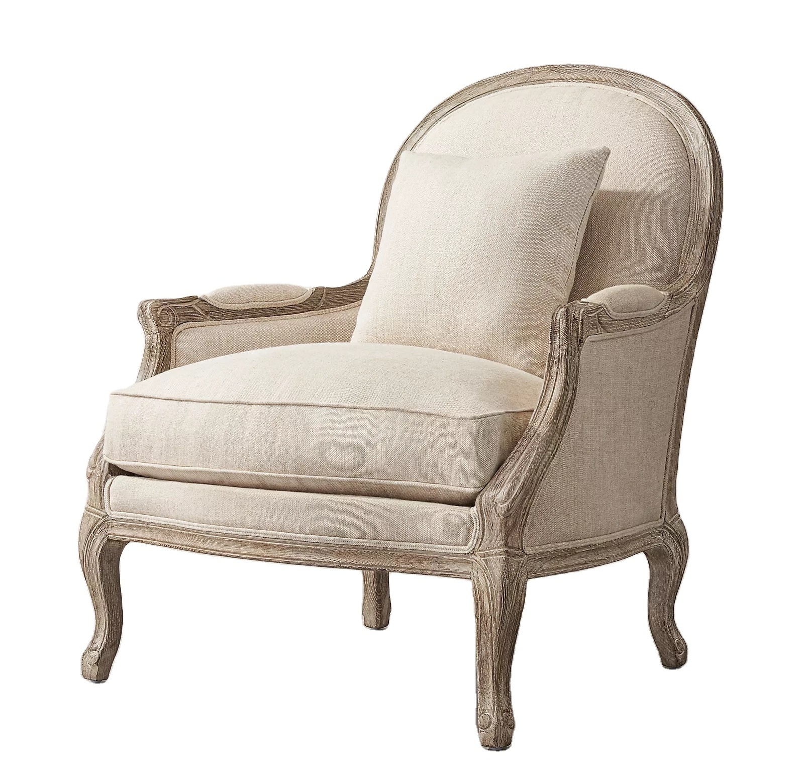 Home Furniture American Style Comfort Luxury Leisure Single Lyon Linen Armchair Dining Chair