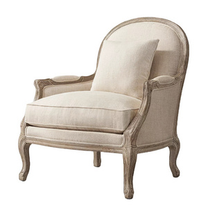 Home Furniture American Style Comfort Luxury Leisure Single Lyon Linen Armchair Dining Chair