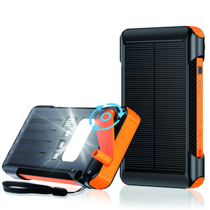 Versatile Solar Power Bank 10000mAh Capacity Waterproof with LED Flashlight Built-in Cable and Hand Crank Power Generation