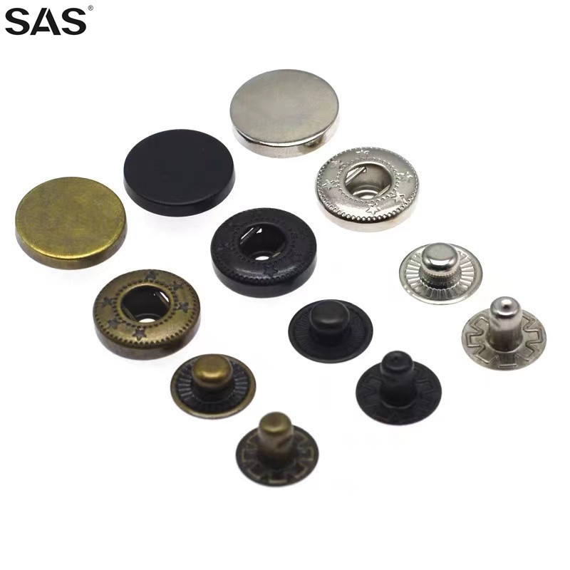 SAS Hot Selling Products Custom Engraved Logo Round Multi Size Silver Metal Brass Snap Button