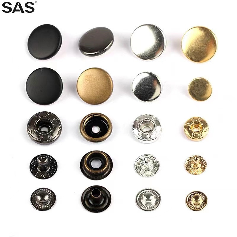 SAS Hot Selling Products Custom Engraved Logo Round Multi Size Silver Metal Brass Snap Button