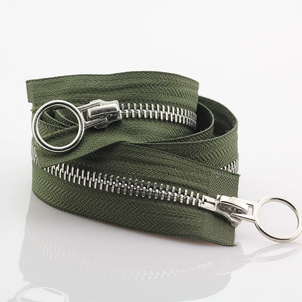 SAS Custom Fashion #5 Shiny Silver Color Metal Zipper Autolock Double Open-End For Bags Coats Shoes Garments