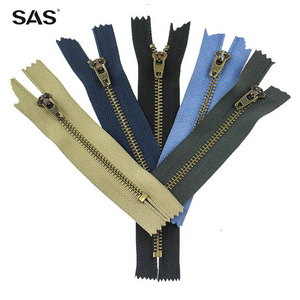 SAS metal brass zipper autolock  closed zipper jeans clothing sewing accessories zipper