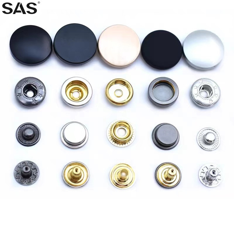 SAS Hot Selling Products Custom Engraved Logo Round Multi Size Silver Metal Brass Snap Button