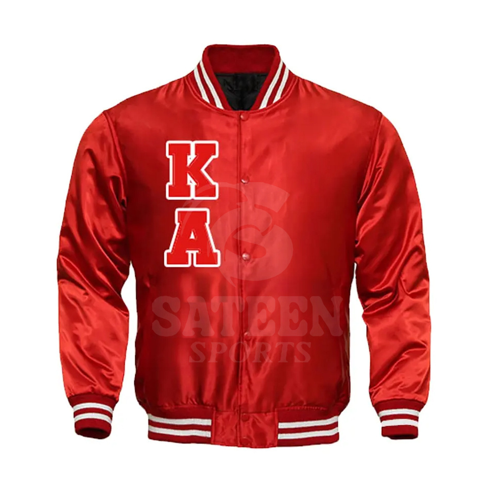 New Design Custom Embroidery Greek Fraternity Letter Sorority Applique Logo Satin Jacket 100% Polyester  Letterman Jackets