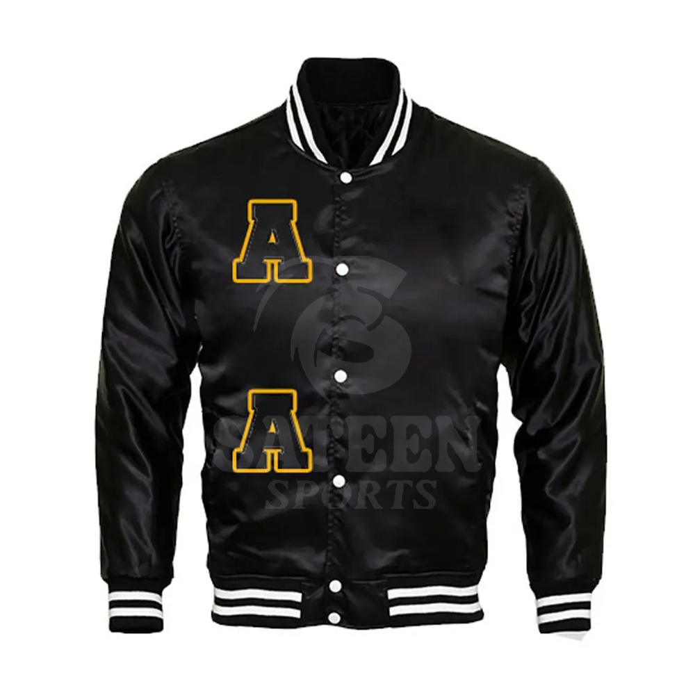 New Design Custom Embroidery Greek Fraternity Letter Sorority Applique Logo Satin Jacket 100% Polyester  Letterman Jackets