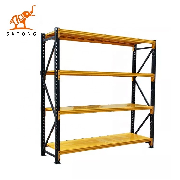 SATONG Custom Heavy Duty Shelving 300Kg layer Garage Black 4 Tier Storage Metal Stacking Shelf Rack Unit for Warehouse