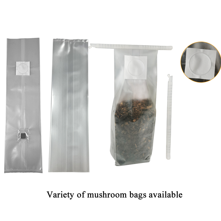 PP mushroom grow bags with 0.2/0.5micron filetr mushroom spawn fruiting bags