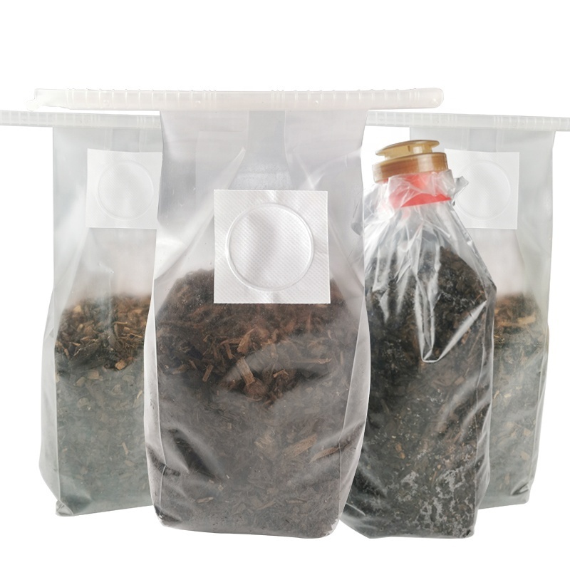 PP mushroom grow bags with 0.2/0.5micron filetr mushroom spawn fruiting bags