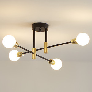 Modern Ceiling Light Fixture Mid Century Black and Gold Industrial Pendant Light for Bedroom Kitchen Bar Cafe Sputnik Chandelier