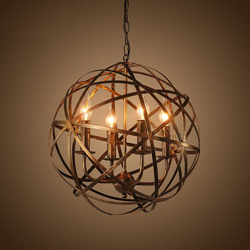 Industrial Hanging Lights Metal Globe Vintage Pendant Light Fixture for Living Room, Kitchen, Dining Room Pendant Light