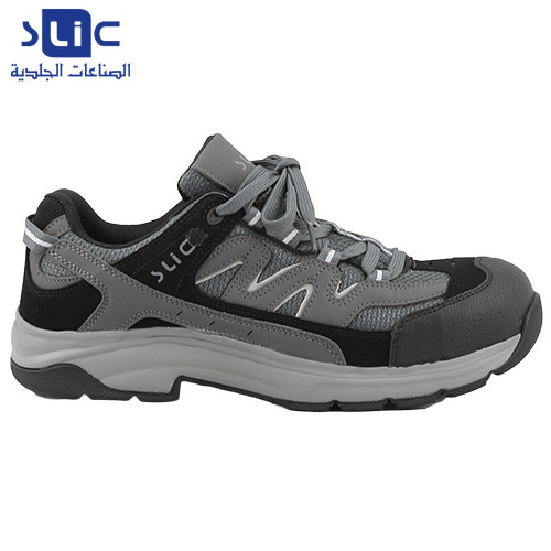 Unisex Grey Sporty Tie Safety Shoes Featuring Nylon Fabrics Rubber EVA Sole and Anti-Slip Technology for All-Day Comfort