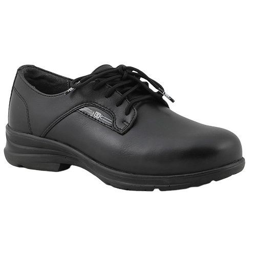 Women's Safety Shoes Black Cow Leather High-Quality with Anti-Slip Protection for Optimal Comfort and Durability