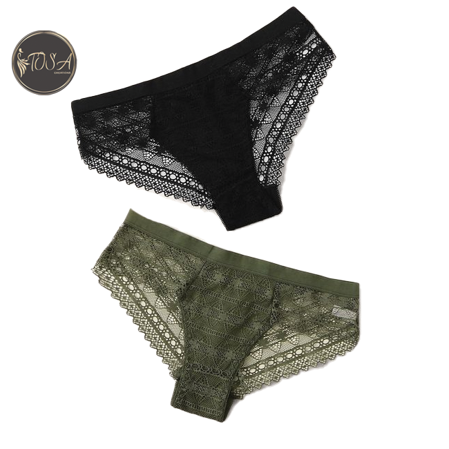 solid color with lace Lingerie Women's French Triangle panties Bangladesh Comfortable lady's breathable sexy  high waist butt l