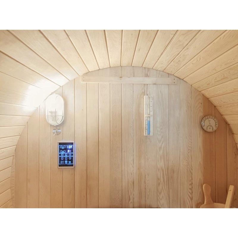 Round Outdoor 6 Person Hemlock Wet Steam Wood Barrel Sauna