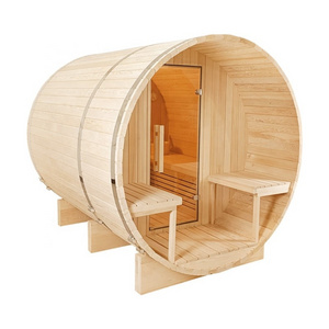 Round Outdoor 6 Person Hemlock Wet Steam Wood Barrel Sauna