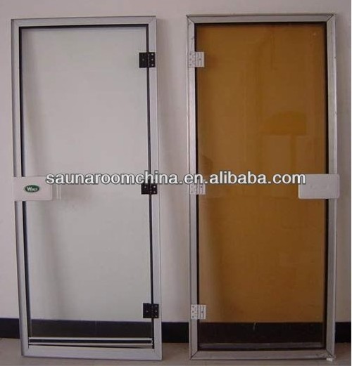 Size can customize colourless and dark brown steam sauna glass doors with aluminium and tempered glass sauna door