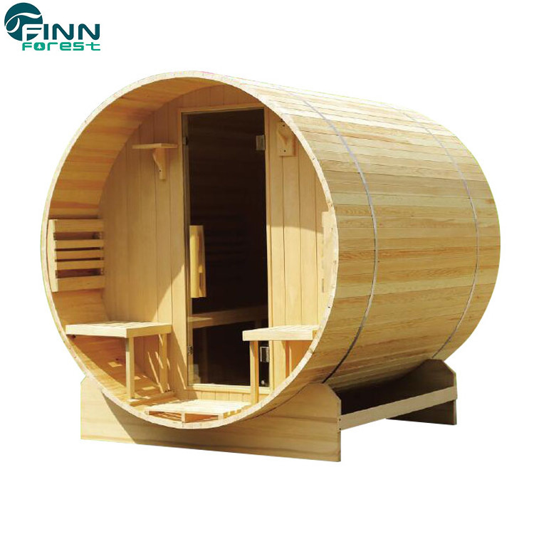 Finnish 4 Person Outdoor Sauna Cheap Price Garden Good Quality Wooden Barrel  Sauna Outdoor