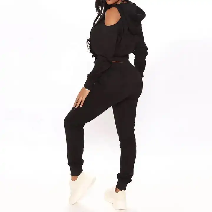 Hot Sale Thick Fleece Wholesale Women Clothing Sweatpants Hoodie Jogger Sets Plain Blank Women Sweatsuit Set Tracksuit