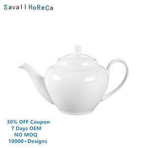 Savall HoReCa star hotel restaurant 990ML bone china plain white chinese tea pot white ceramic tea pot