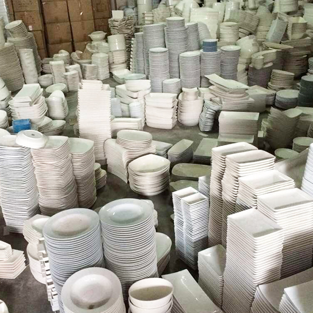 Savall Factory Bulk Sell Stocked White  Ceramic Plate Porcelain Plain White Plate Sell By Ton Ceramic Plate & ceramic dish