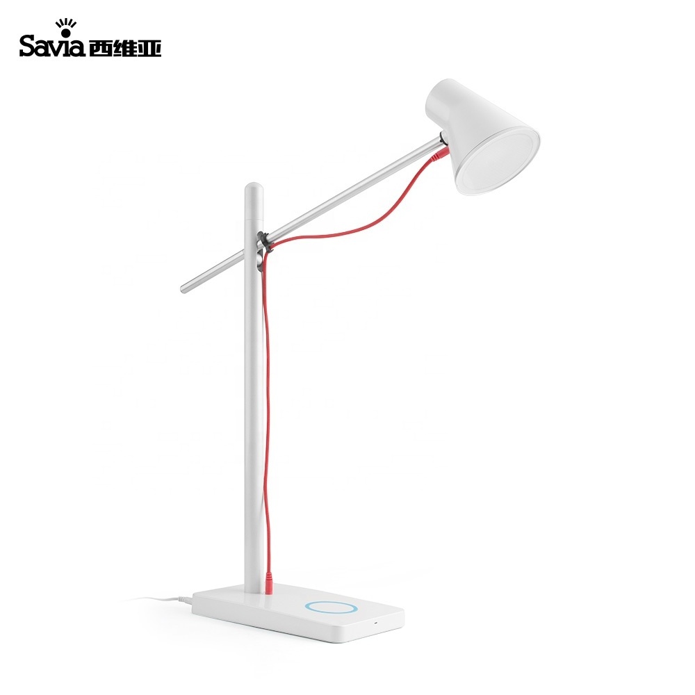 Savia Modern LED Desk Table Lamp Flexible Adjustable Swing Arm Reading Light Black And White For Study Room Hotel Office