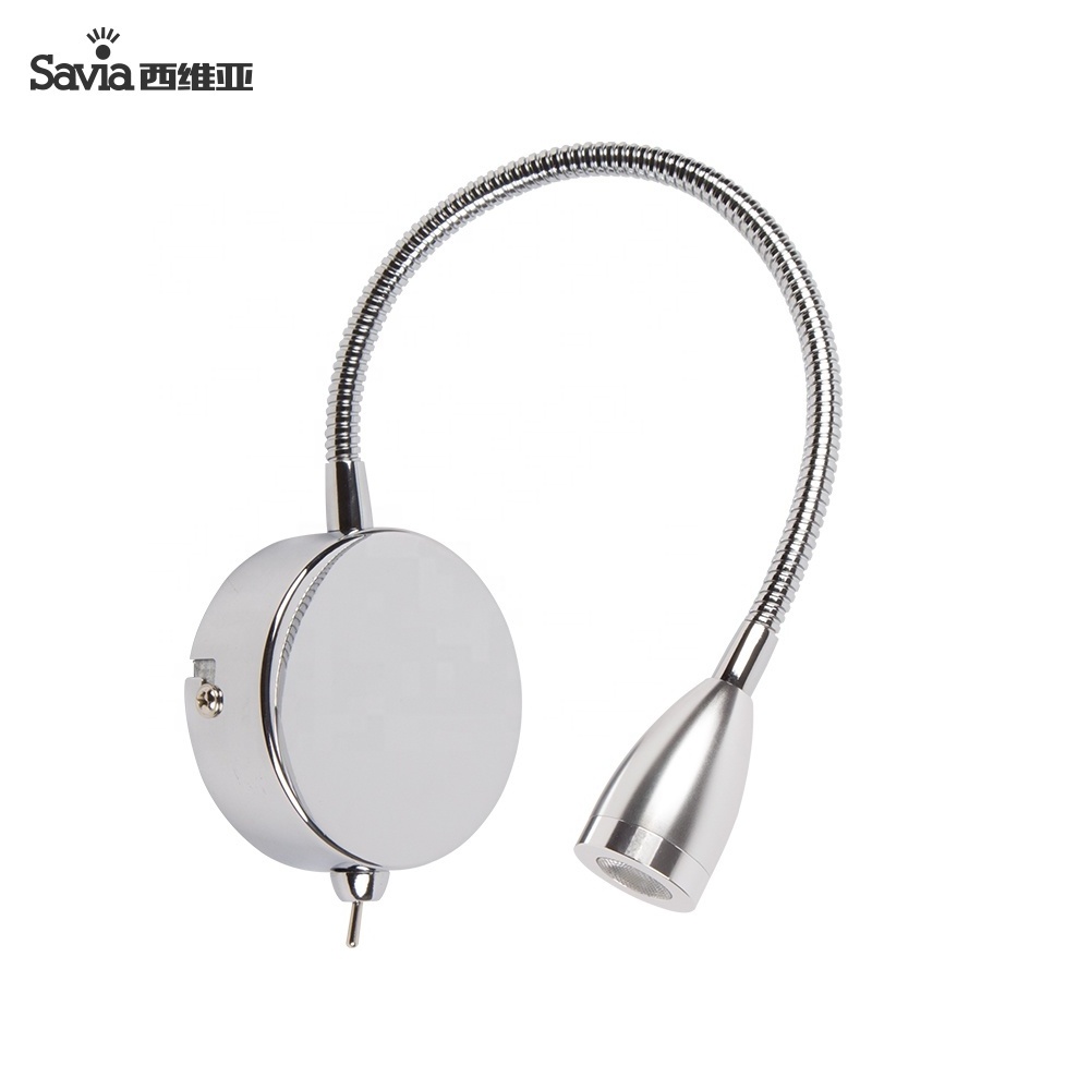 Savia Flexible Gooseneck LED Wall Reading Light Wall Mounted Bedside Lamp 3000K With Switch for Bedroom Office Workbench Hotel