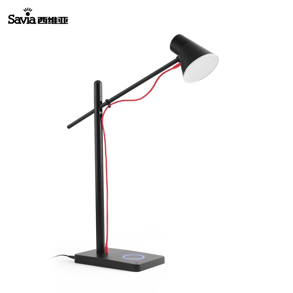 Savia Modern LED Desk Table Lamp Flexible Adjustable Swing Arm Reading Light Black And White For Study Room Hotel Office