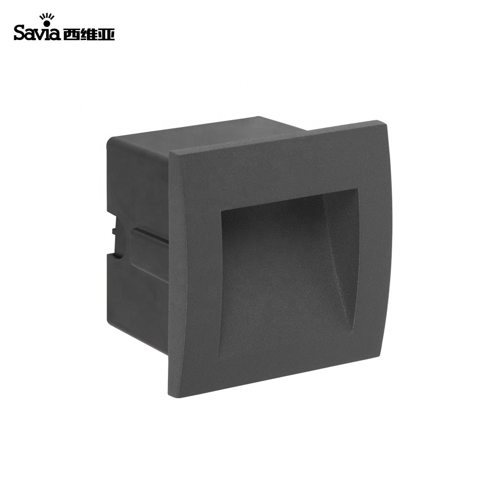 Savia LED square wall recessed brick lights waterproof IP65 aluminum outdoor stair step light guide lamp for garden hallway step