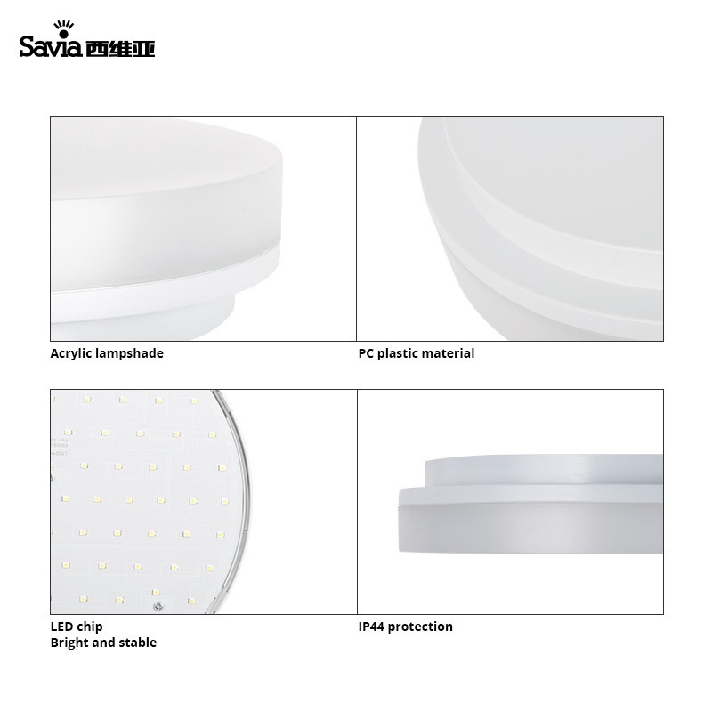 Savia Modern Round Led 18W Ceiling Light IP44 Waterproof White Acrylic Surface Flush Mounted Wall Lamp Indoor Outdoor