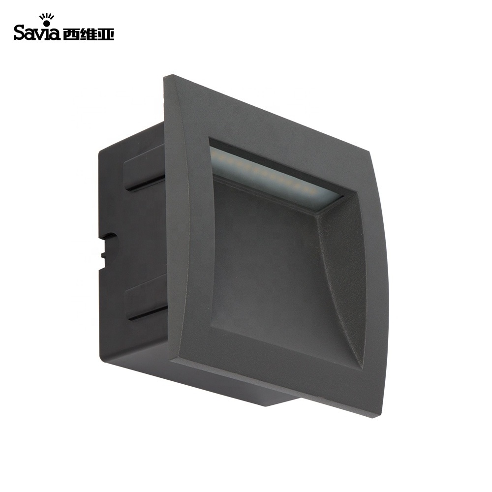 Savia IP65 Waterproof Outside Recessed Square Aluminum SMD Led Outdoor Wall Lights Led Stair Step Corner Light For Garden Porch