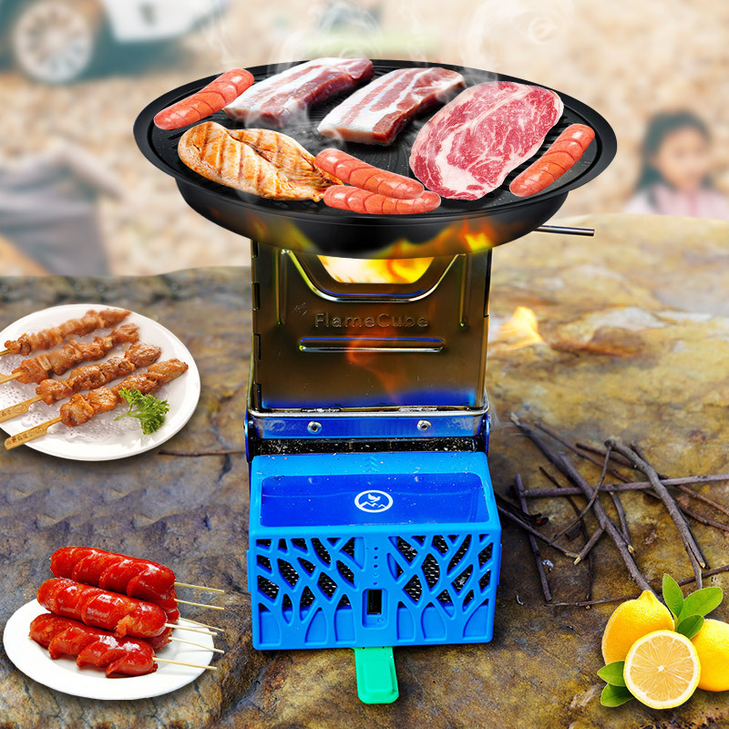 Top Light Weight Automatic Outdoor Mini Flame Cube Electric Stove Portable Foldable Camping Wood Stove