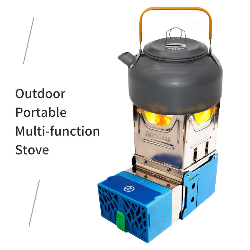 Top Light Weight Automatic Outdoor Mini Flame Cube Electric Stove Portable Foldable Camping Wood Stove