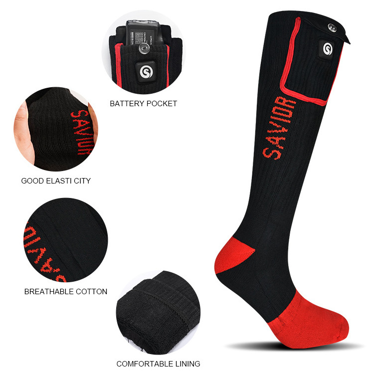 Winter Thermal Sports Self Heating Foot Warmer Skiing Heated Holders Socks With Rechargeable Electric Battery