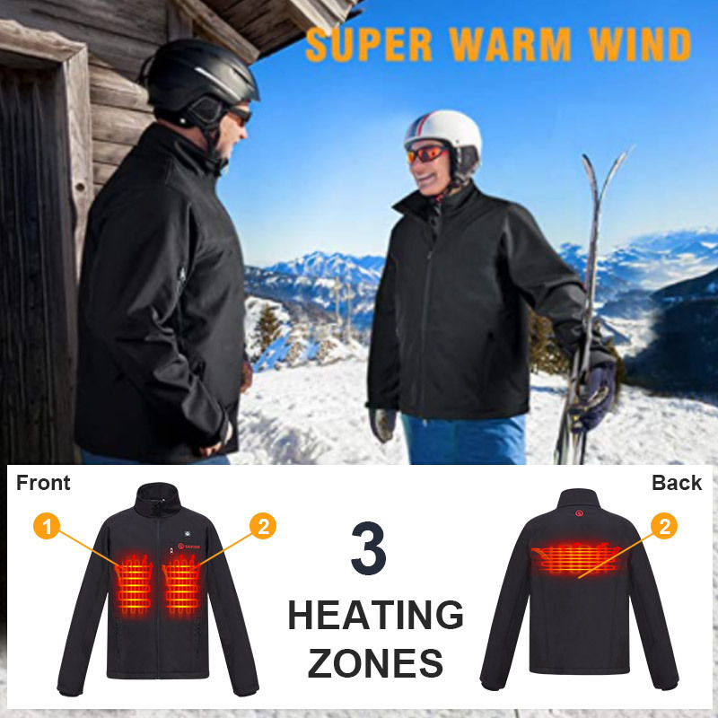 Winter Windbreaker Water Resistant Adjustable Warm Rechargeable Battery Electric Heated Jacket Apparel for outdoor sports