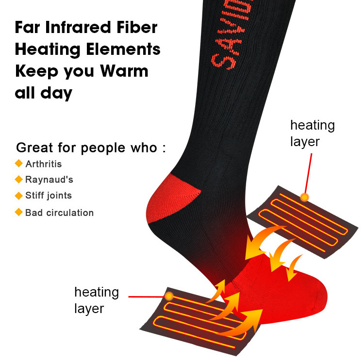 Winter Thermal Sports Self Heating Foot Warmer Skiing Heated Holders Socks With Rechargeable Electric Battery